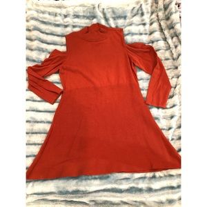 Burnt Orange Dress with Cutout Shoulders